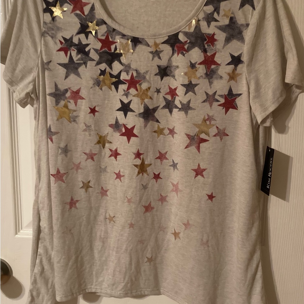 Kim Rogers Tee Shirt Size XL NEW featuring Stars America Celebrate July 4th